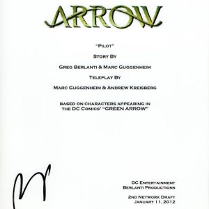 PAUL BLACKTHORNE SIGNED AUTOGRAPH - ARROW FULL PILOT SCRIPT - STEPHEN AMELL