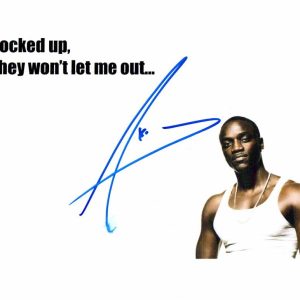 AKON SIGNED AUTOGRAPH MINI POSTER - LADY GAGA, KONVICTED, FREEDOM, LOCKED UP 1/1