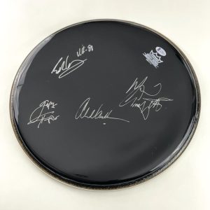 VAN HALEN FULL BAND X4 SIGNED AUTOGRAPH 14" DRUMHEAD - EDDIE, ALEX +2 W/ BECKETT