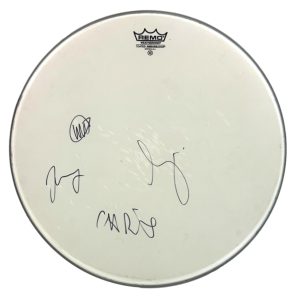 Coldplay Full Band x4 Signed Autograph 16" Stage Used Drum Head Skin w/ JSA COA
