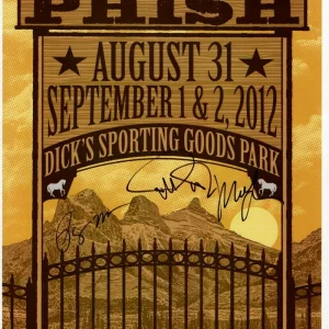TREY ANASTASIO, MIKE, PAGE SIGNED AUTOGRAPH 2012 COLORADO PHISH TOUR POSTER
