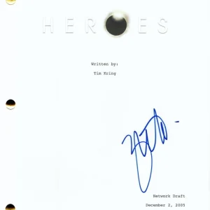 ZACHARY QUINTO SIGNED AUTOGRAPH HEROES FULL PILOT SCRIPT - STAR TREK SPOCK, RARE
