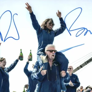 RICHARD BRANSON SIGNED AUTOGRAPH 8x10 PHOTO - CELEBRATING HIS SUCCESSFUL LAUNCH