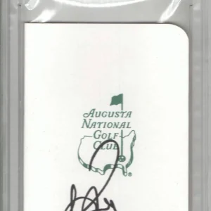 JUSTIN ROSE SIGNED AUTOGRAPH PSA/DNA SLABBED AUGUSTA NATIONAL MASTERS SCORECARD