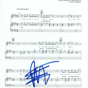 PAT SMEAR SIGNED AUTOGRAPH "BEST OF YOU" SHEET MUSIC - FOO FIGHTERS ONE BY ONE