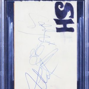 Rush (3) Lee, Peart & Lifeson Signed 3.25x5.25 Cut Signature BAS Slabbed