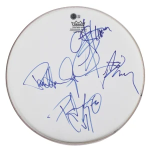 KISS (4) Simmons, Frehley, Stanley & Criss Signed 13 Inch Drum Head BAS #AE02883