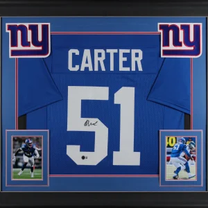 Abdul Carter Authentic Signed Blue Pro Style Framed Jersey BAS Witnessed