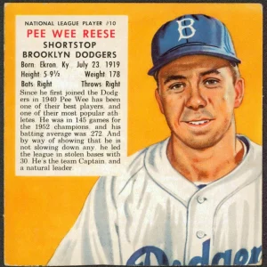 Dodgers Pee Wee Reese 1953 Red Man's All Star Series Trading Card No Tab