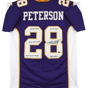 Adrian Peterson "Career Stat" Signed Purple Pro Style Jersey BAS Witnessed