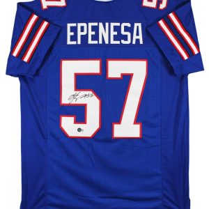 A.J. Epenesa Authentic Signed Blue Pro Style Jersey Signed on #5 BAS Witnessed