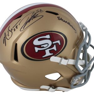 49ers Patrick Willis & Navorro Bowman Signed Full Size Speed Rep Helmet BAS W 2