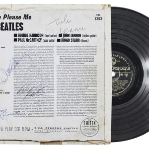 Beatles 4 Lennon, McCartney, Harrison & Starr Signed Parlaphone Album Cover BAS