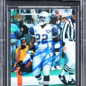 Cowboys Emmitt Smith Signed 1995 Upper Deck #200 Card Auto Grade 10! BAS Slabbed