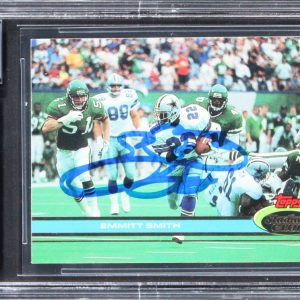 Cowboys Emmitt Smith Signed 1991 Stadium Club #2 Card Auto Grade 10! BAS Slabbed