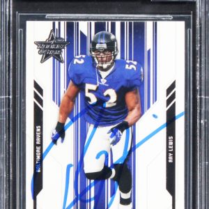 Ravens Ray Lewis Signed 2005 Leaf Rookies & Stars #9 Card Auto 10! BAS Slabbed