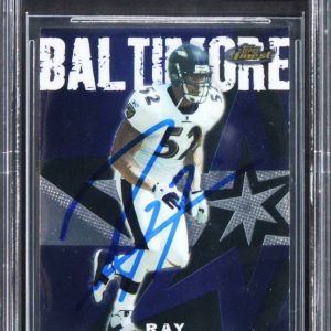 Ravens Ray Lewis Signed 2001 Finest #14 Card Auto Grade Gem Mint 10! BAS Slabbed