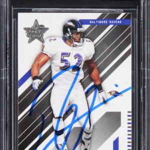 Ravens Ray Lewis Signed 2004 Leaf Rookies & Stars #10 Card Auto 10! BAS Slabbed