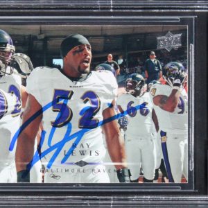 Ravens Ray Lewis Signed 2008 Upper Deck #16 Card Auto Graded GM 10! BAS Slabbed