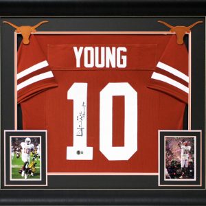 Vince Young "05 Nat'l Champs" Signed Burnt Orange Pro Style Framed Jersey BAS W