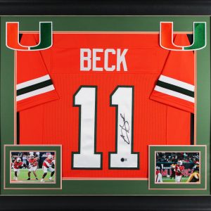 Miami Carson Beck Authentic Signed Orange Pro Style Framed Jersey BAS Witnessed