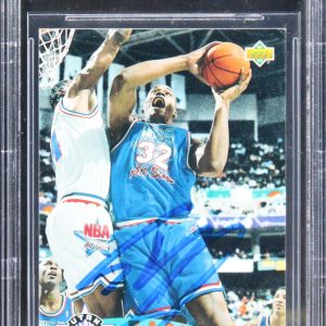 Magic Shaquille O'Neal Signed 1992 Upper Deck #424 Rookie Card BAS Slabbed