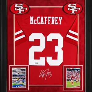 49ers Christian McCaffrey Signed Red Fanatics NFL Proline Framed Jersey Fanatics