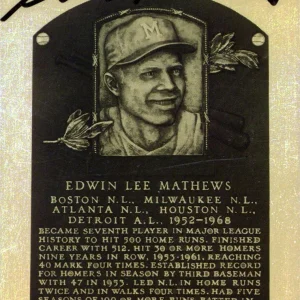 Tigers Eddie Matthews Authentic Signed HOF Plaque Metal Card JSA #T19983