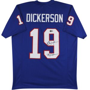 SMU Eric Dickerson Pony Express Authentic Signed Blue Jersey BAS Witnessed