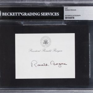 Ronald Reagan Authentic Signed 3x4 Cut Signature Autographed BAS Slabbed