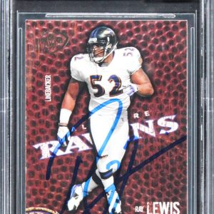 Ravens Ray Lewis Signed 2004 Playoff Hogg Heaven #9 Card Auto GM 10! BAS Slabbed