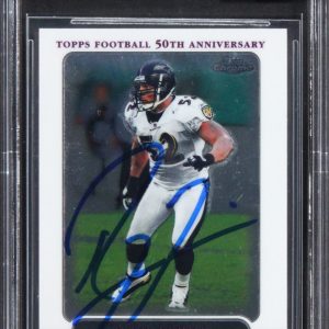 Ravens Ray Lewis Signed 2005 Topps Chrome #33 Card Auto Graded 10! BAS Slabbed