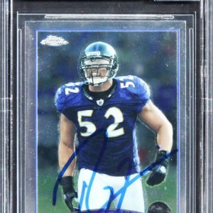 Ravens Ray Lewis Signed 2009 Topps Chrome #TC109 Card Auto Grade 10! BAS Slabbed