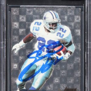 Emmitt Smith Signed 1995 Metal Silver Flashers #42 Card Auto GM 10! BAS Slabbed