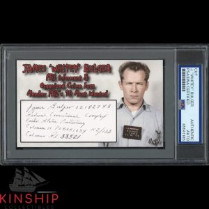 Whitey Bulger signed Cut 3x5 Custom Card PSA DNA Slab Inscribed Auto C5061