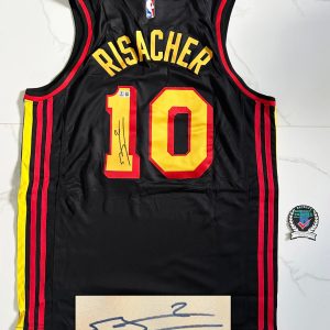 Zaccharie Risacher Signed Jersey Atlanta Hawks Beckett BAS COA