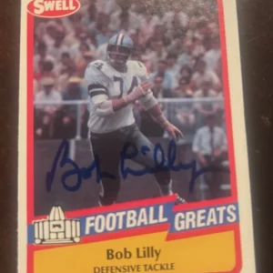 1989 SWELL FOOTBALL GREATS BOB LILLY SIGNED AUTOGRAPHED CARD #109 DALLAS COWBOYS