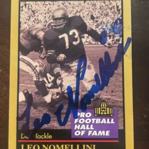 1991 ENOR PRO FOOTBALL HOF #109 LEO NOMELLINI SIGNED AUTOGRAPHED CARD