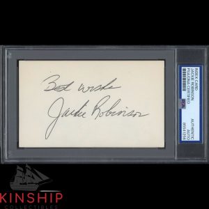 Jackie Robinson signed 3x5 Index Card PSA DNA Slab Inscribed Baseball Auto C5167