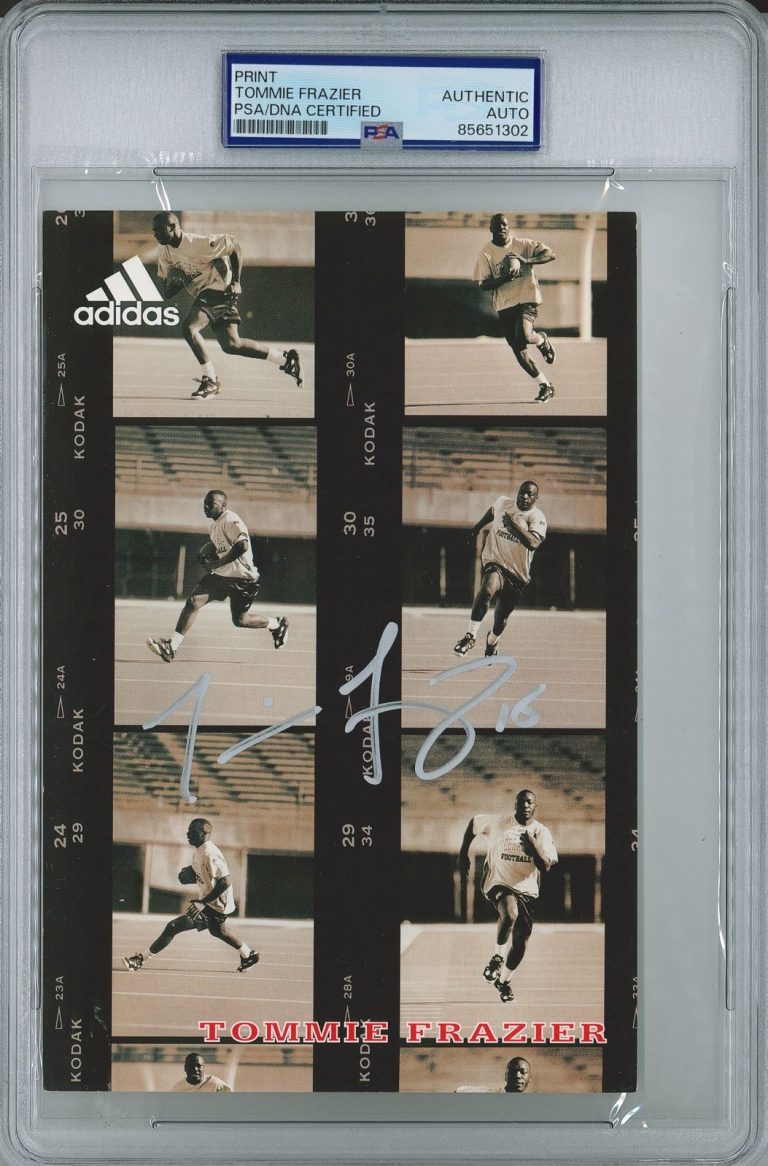 TOMMIE FRAZIER SIGNED ADIDAS POSTCARD PSA 94/95 CHAMPS HUSKERS