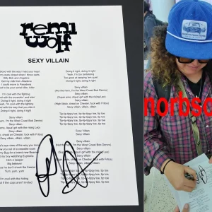 REMI WOLF SIGNED AUTOGRAPH SEXY VILLAIN LYRIC SHEET w/EXACT PROOF & BECKETT COA
