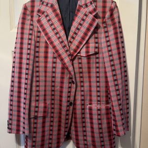VINTAGE Hispacor Men's Red Plaid Suit Jacket  Blazer Made In Spain | Size Reg 44