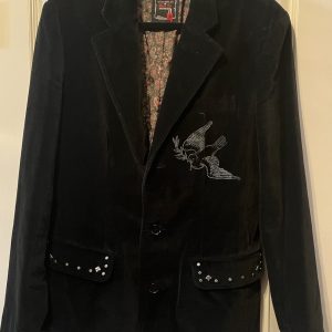 Mens Guess Cool Stylish Studded Black Velvet Jacket Blazer Coat Size M Til Death