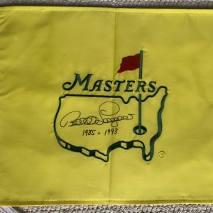 BERNHARD LANGER HAND SIGNED MASTERS GOLF FLAG+COA       1985+93 MASTERS CHAMPION