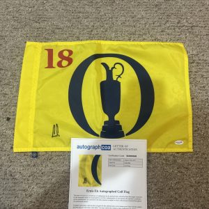 ERNIE ELS SIGNED AUTOGRAPH BRITISH OPEN PIN FLAG ACOA FULL LETTER COA THE OPEN