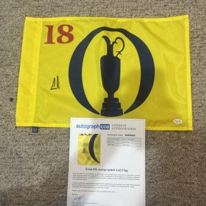 ERNIE ELS SIGNED AUTOGRAPH BRITISH OPEN PIN FLAG ACOA FULL LETTER COA THE OPEN
