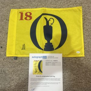 ERNIE ELS SIGNED AUTOGRAPH BRITISH OPEN PIN FLAG ACOA FULL LETTER COA THE OPEN
