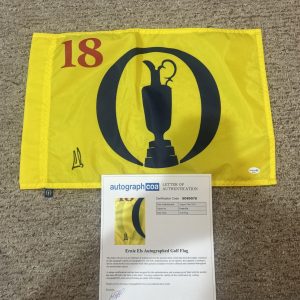 ERNIE ELS SIGNED AUTOGRAPH BRITISH OPEN PIN FLAG ACOA FULL LETTER COA THE OPEN