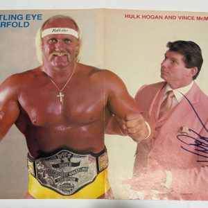 Vince McMahon & Hulk Hogan REAL hand SIGNED Pinup Photo JSA LOA WWF WWE Owner