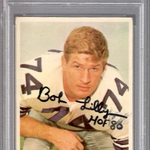 BOB LILLY HAND SIGNED 1965 PHILADELPHIA FOOTBALL CARD      HOF      PSA SLABBED